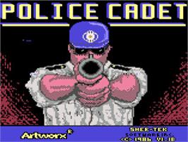 Title screen of Police Cadet on the Commodore 64.