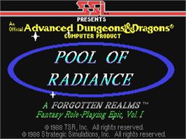 Title screen of Pool of Radiance on the Commodore 64.