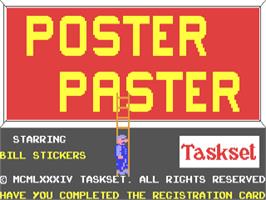 Title screen of Poster Paster on the Commodore 64.
