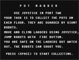 Title screen of Pot Nabber on the Commodore 64.