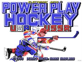 Title screen of Power-play Hockey on the Commodore 64.