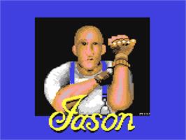 Title screen of Power Drift on the Commodore 64.