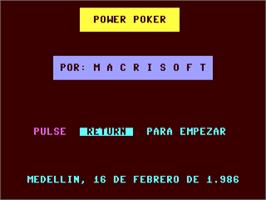 Title screen of Power Poker (Loadstar) on the Commodore 64.