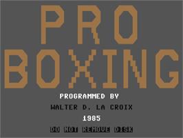 Title screen of Pro Boxing on the Commodore 64.