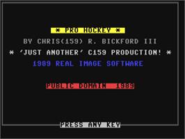 Title screen of Pro Hockey on the Commodore 64.