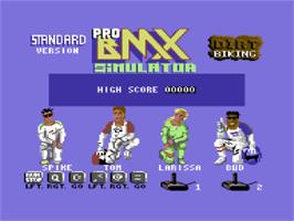 Title screen of Professional BMX Simulator on the Commodore 64.