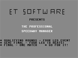 Title screen of Professional Speedway Manager on the Commodore 64.