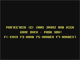 Title screen of Protectoid on the Commodore 64.