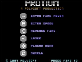 Title screen of Protium on the Commodore 64.