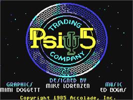 Title screen of Psi-5 Trading Company on the Commodore 64.