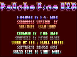 Title screen of Psycho Pigs UXB on the Commodore 64.