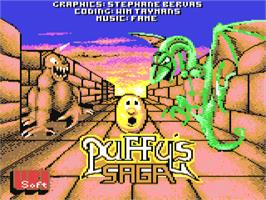 Title screen of Puffy's Saga on the Commodore 64.