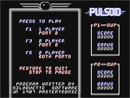 Title screen of Pulsoids on the Commodore 64.