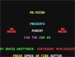 Title screen of Punchy on the Commodore 64.