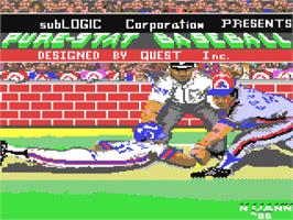 Title screen of Pure-stat Baseball on the Commodore 64.