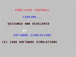 Title screen of Pure-stat Football on the Commodore 64.