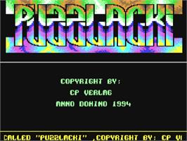 Title screen of Puzzlacki on the Commodore 64.