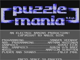 Title screen of Puzzle Mania (Compute!) on the Commodore 64.
