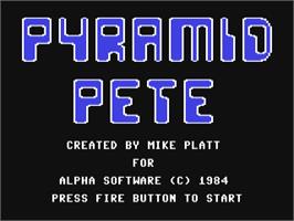 Title screen of Pyramid Pete on the Commodore 64.