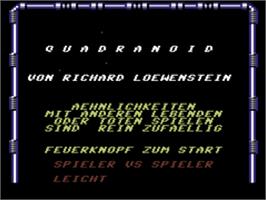 Title screen of Quadranoid on the Commodore 64.
