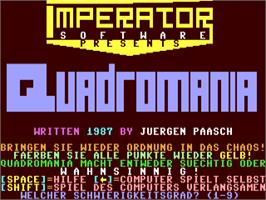 Title screen of Quadromania on the Commodore 64.