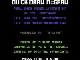 Title screen of Quick Draw Mcgraw on the Commodore 64.