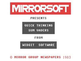 Title screen of Quick Thinking! on the Commodore 64.