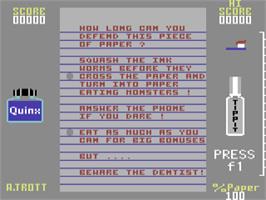 Title screen of Quinx on the Commodore 64.