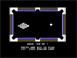 Title screen of Rack 'em Up! on the Commodore 64.