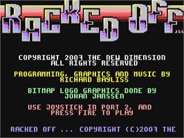 Title screen of Racked Off on the Commodore 64.