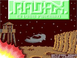 Title screen of Radax on the Commodore 64.