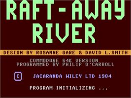 Title screen of Raft-away River on the Commodore 64.