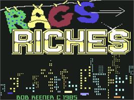 Title screen of Rags To Riches on the Commodore 64.