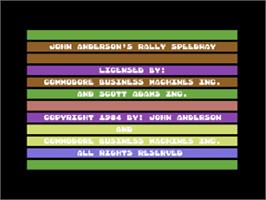Title screen of Rally Speedway on the Commodore 64.