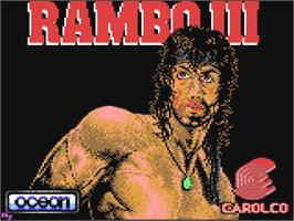 Title screen of Rambo 3 on the Commodore 64.