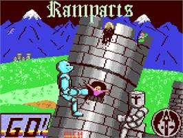 Title screen of Ramparts on the Commodore 64.