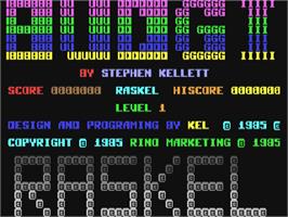 Title screen of Raskel on the Commodore 64.