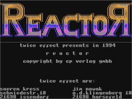 Title screen of Reactor (64'er) on the Commodore 64.
