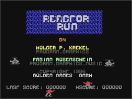Title screen of Reactor Run on the Commodore 64.