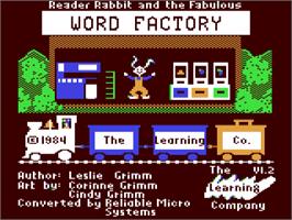 Title screen of Reader Rabbit And The Fabulous Word Factory on the Commodore 64.