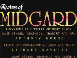 Title screen of Realms Of Midgard on the Commodore 64.