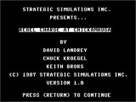 Title screen of Rebel Charge At Chickamauga on the Commodore 64.