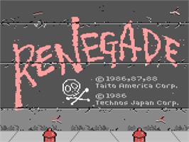 Title screen of Renegade on the Commodore 64.