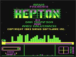 Title screen of Repton on the Commodore 64.