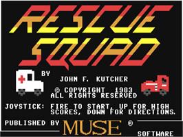 Title screen of Rescue Squad on the Commodore 64.