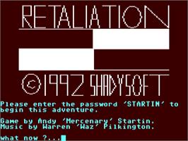 Title screen of Retaliation on the Commodore 64.