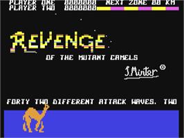 Title screen of Revenge of the Mutant Camels on the Commodore 64.