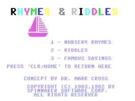 Title screen of Rhymes And Riddles on the Commodore 64.