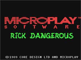 Title screen of Rick Dangerous on the Commodore 64.