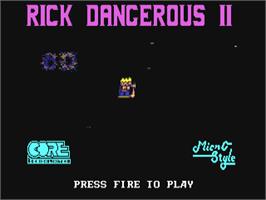 Title screen of Rick Dangerous II on the Commodore 64.